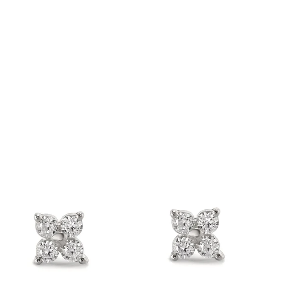 Orecchini a bottone Argento Zirconia rodiato Fiore Ø4.5 mm - Image 2