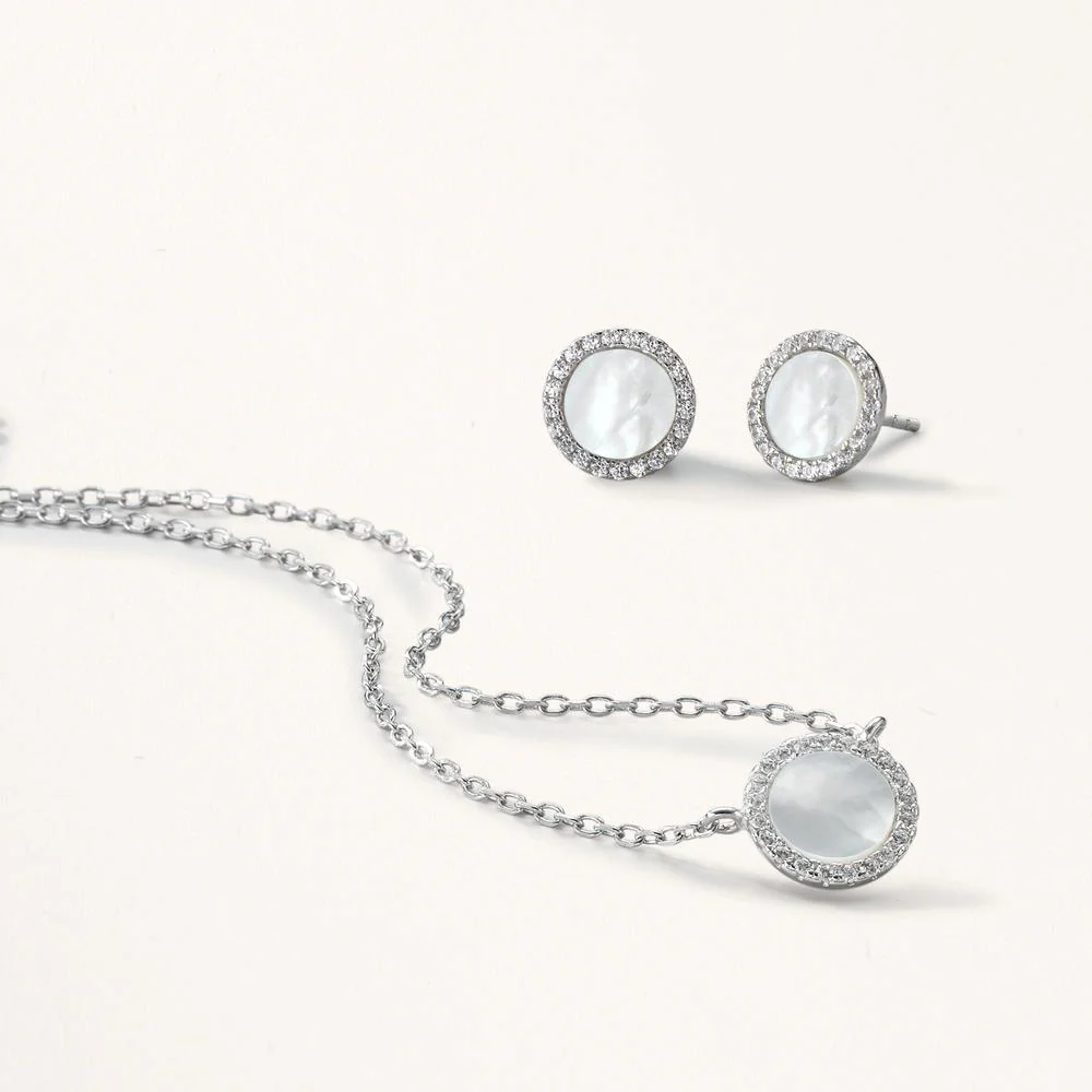 Collana Argento Zirconia rodiato Madreperla 40-45 cm Ø10 mm - Image 4