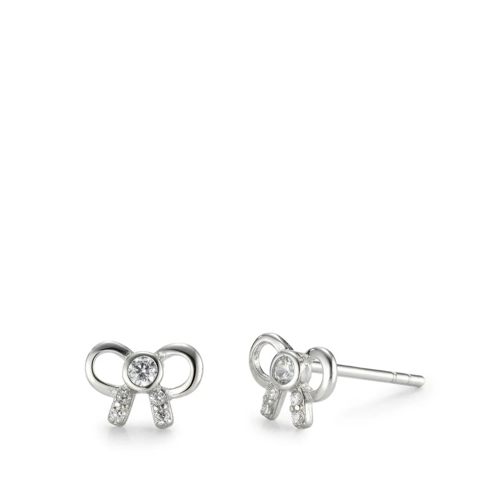 Orecchini a bottone Argento Zirconia rodiato Maglia