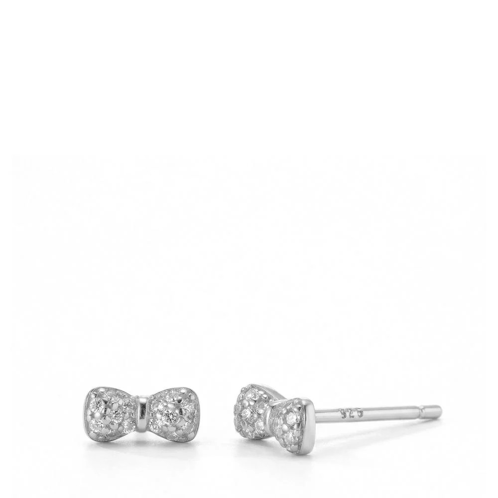 Orecchini a bottone Argento Zirconia rodiato Maglia