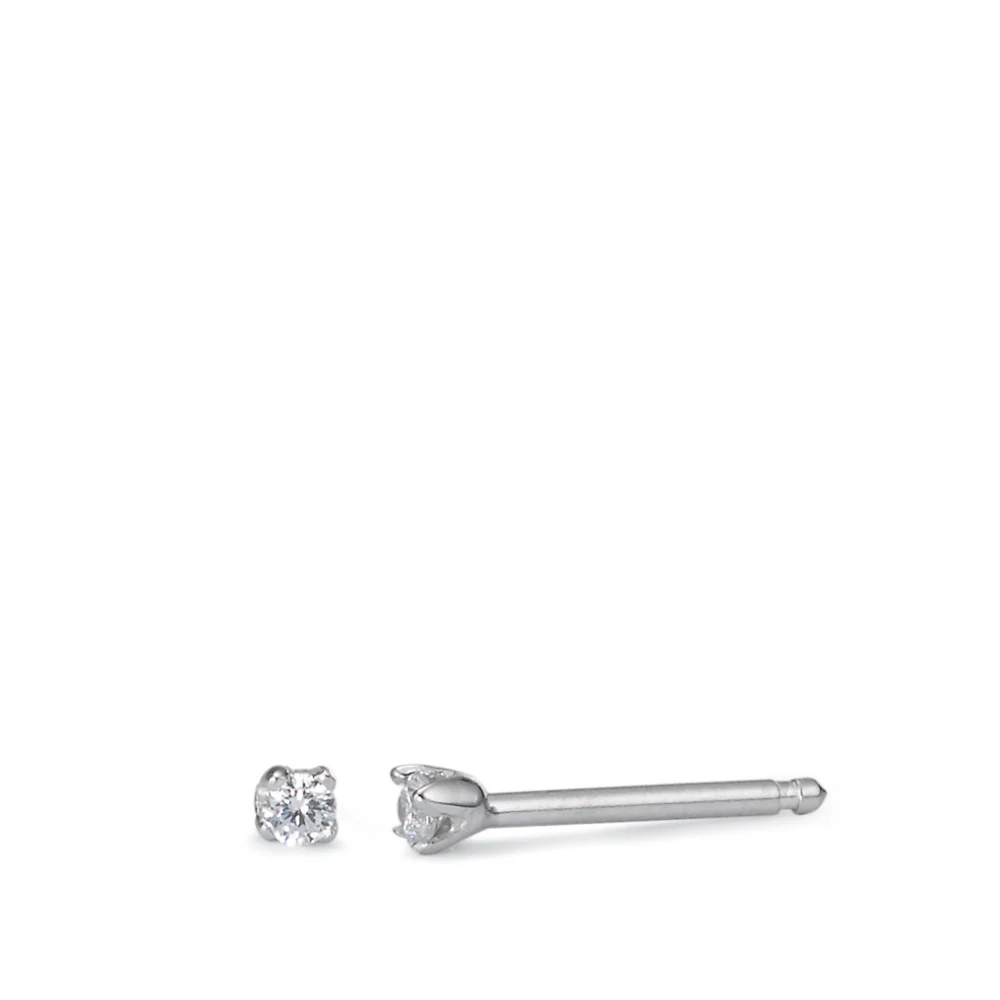 Orecchini a bottone Argento Zirconia rodiato Ø2.5 mm