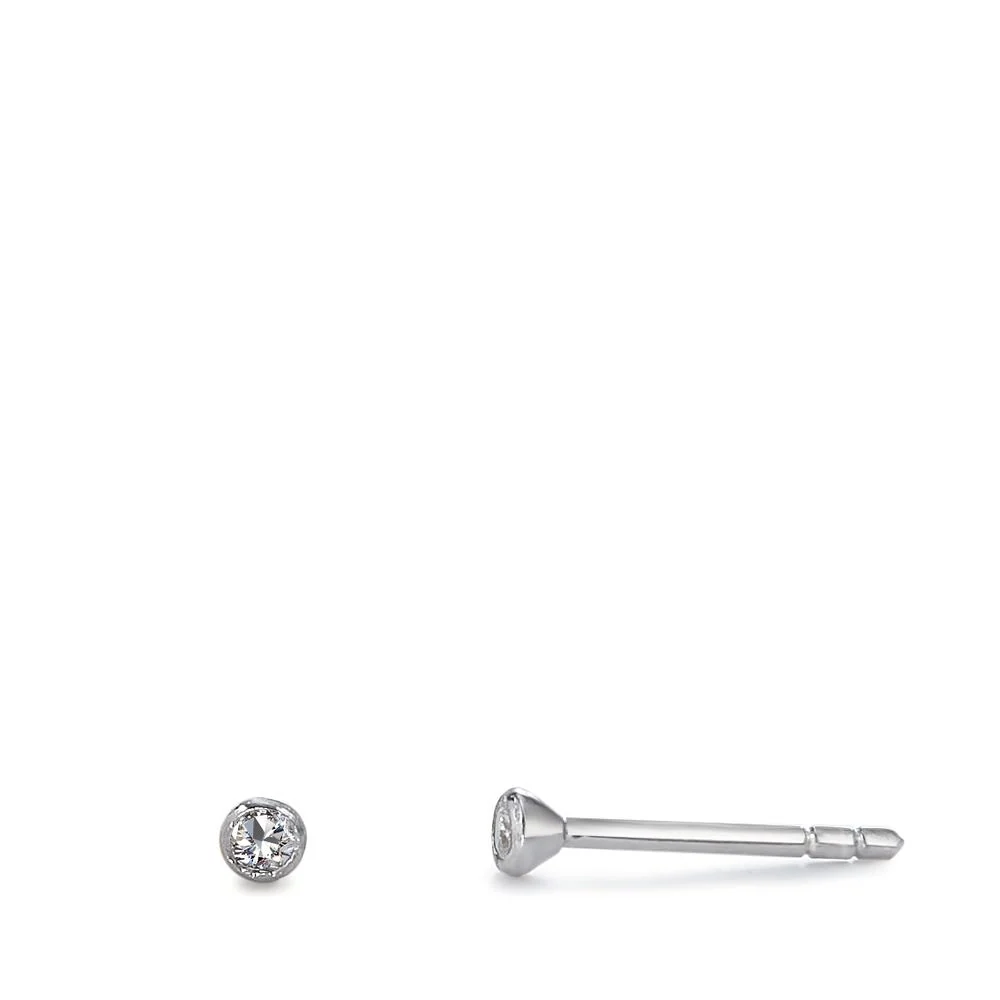 Orecchini a bottone Argento Zirconia rodiato Ø2 mm