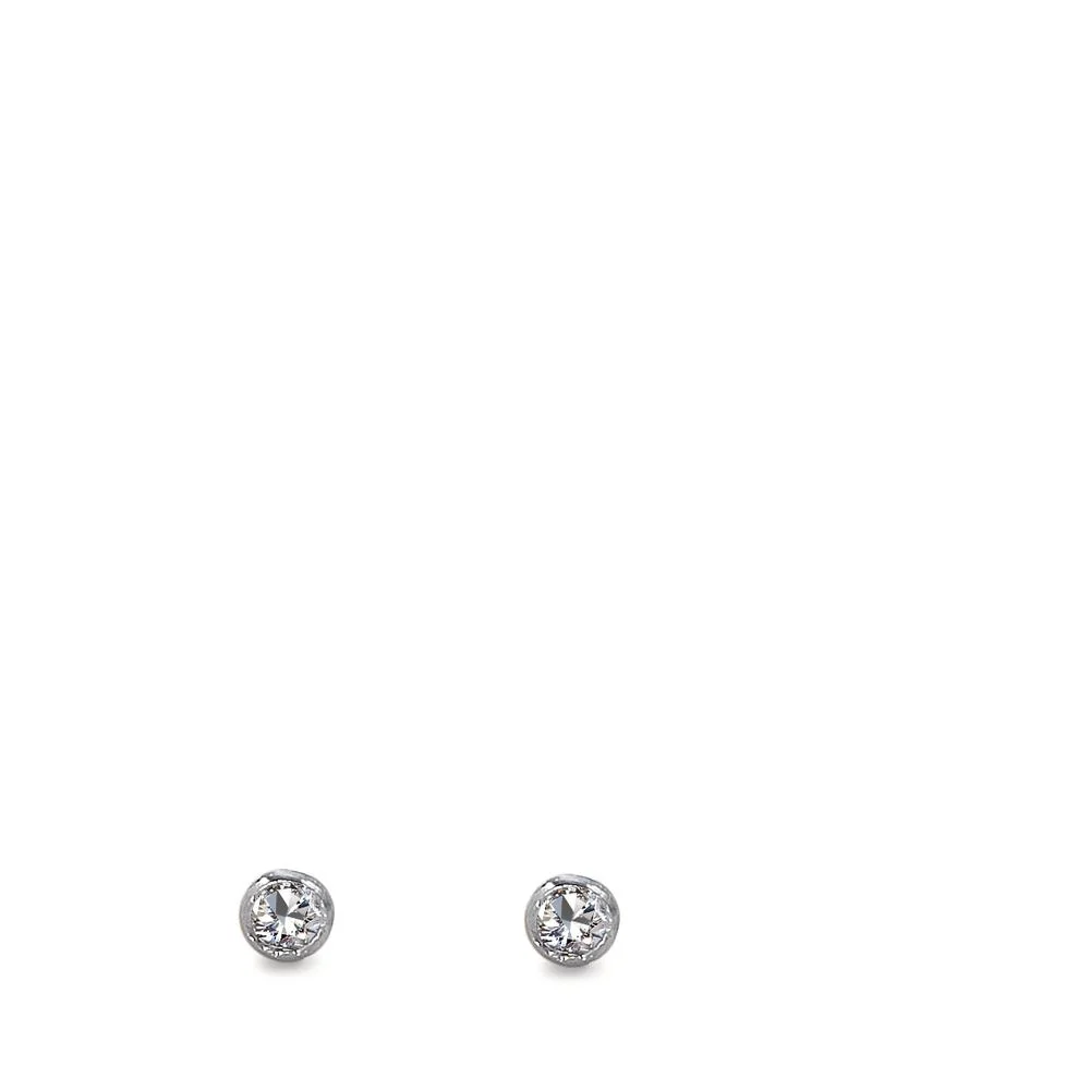 Orecchini a bottone Argento Zirconia rodiato Ø2 mm - Image 2
