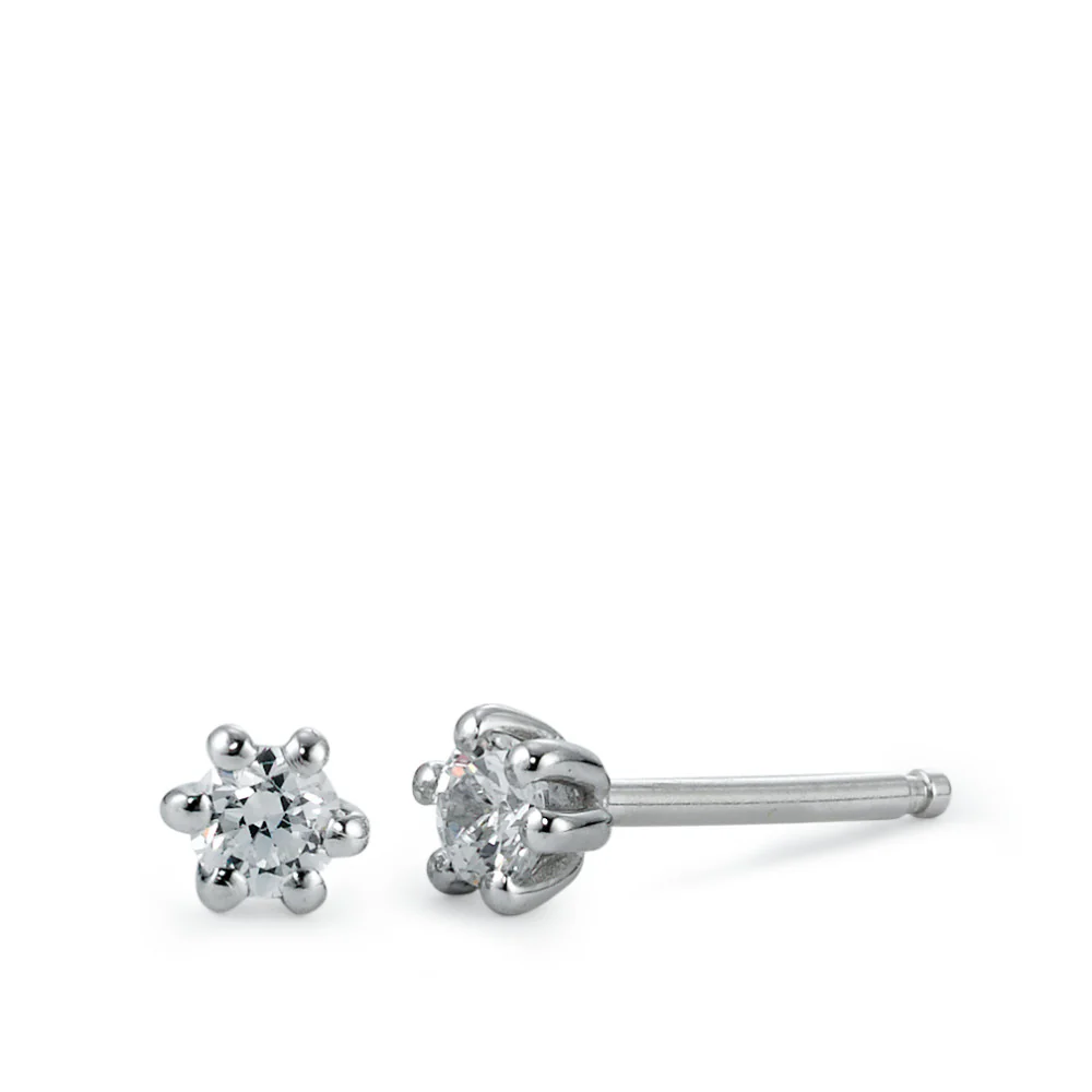 Orecchini a bottone Argento Zirconia rodiato Ø3 mm