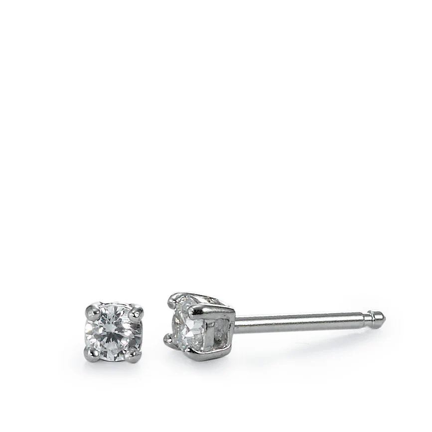 Orecchini a bottone Argento Zirconia rodiato Ø3 mm