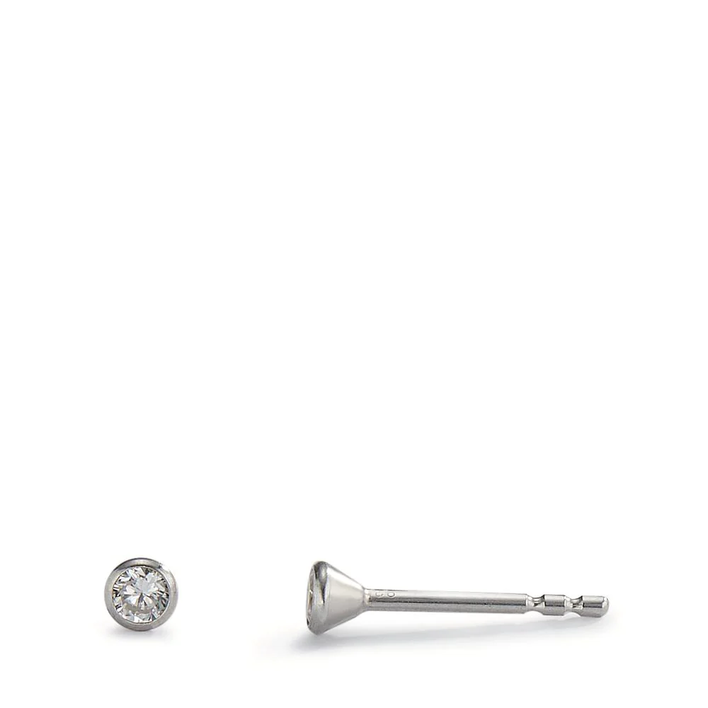 Orecchini a bottone Argento Zirconia rodiato Ø3 mm