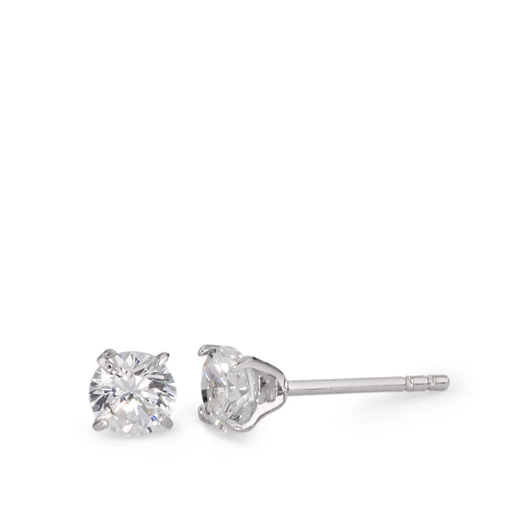 Orecchini a bottone Argento Zirconia rodiato Ø5 mm