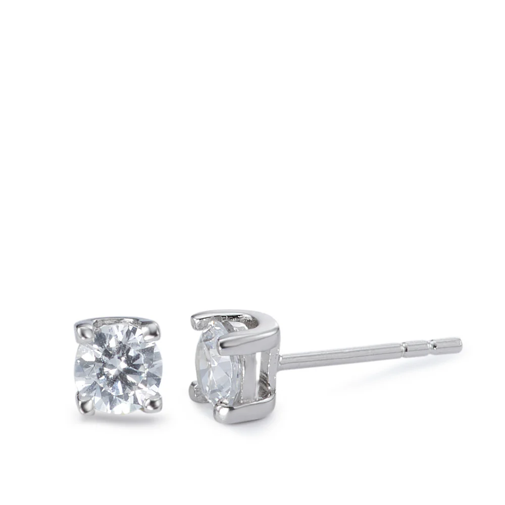 Orecchini a bottone Argento Zirconia rodiato Ø5 mm