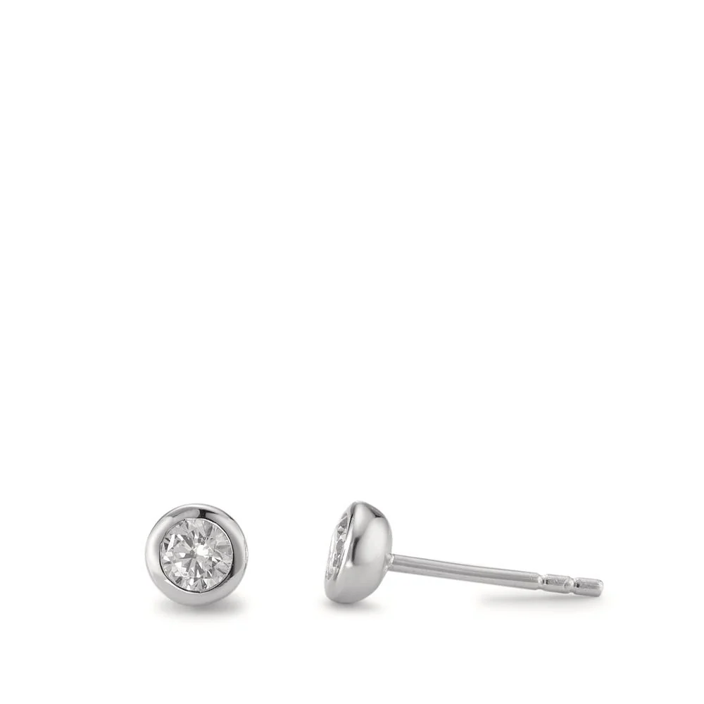 Orecchini a bottone Argento Zirconia rodiato Ø5 mm
