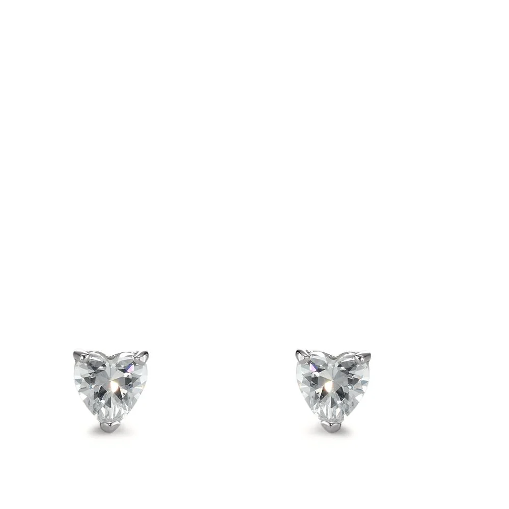 Orecchini a bottone Argento Zirconia rodiato Ø6.5 mm - Image 2