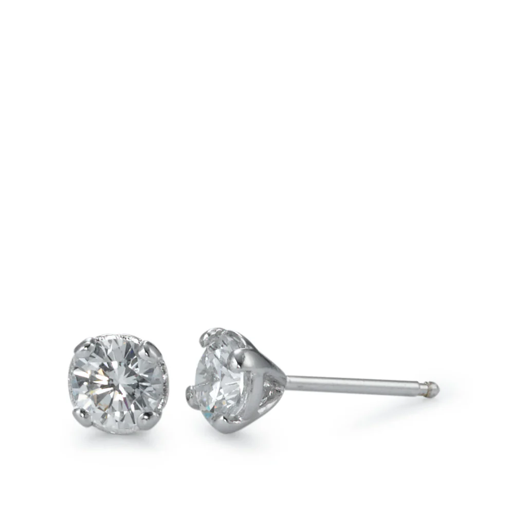 Orecchini a bottone Argento Zirconia rodiato Ø6 mm
