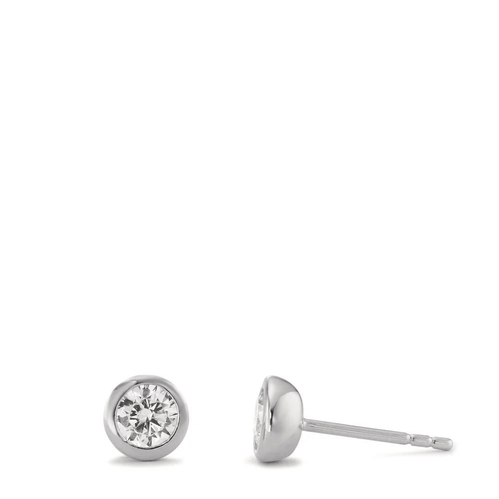 Orecchini a bottone Argento Zirconia rodiato Ø6 mm
