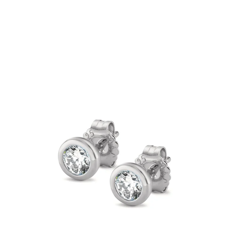 Orecchini a bottone Argento Zirconia rodiato Ø6 mm - Image 2