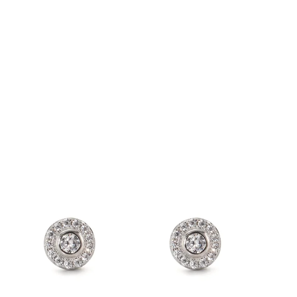Orecchini a bottone Argento Zirconia rodiato Ø6 mm - Image 2