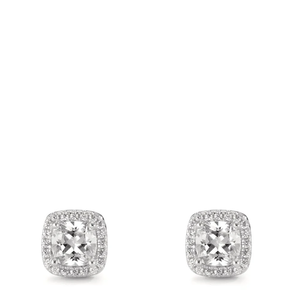 Orecchini a bottone Argento Zirconia rodiato Ø7.5 mm - Image 2