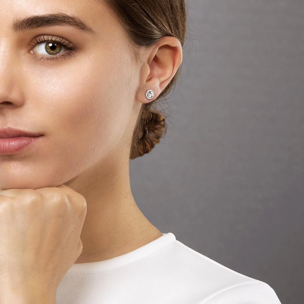 Orecchini a bottone Argento Zirconia rodiato Ø7 mm - Image 3