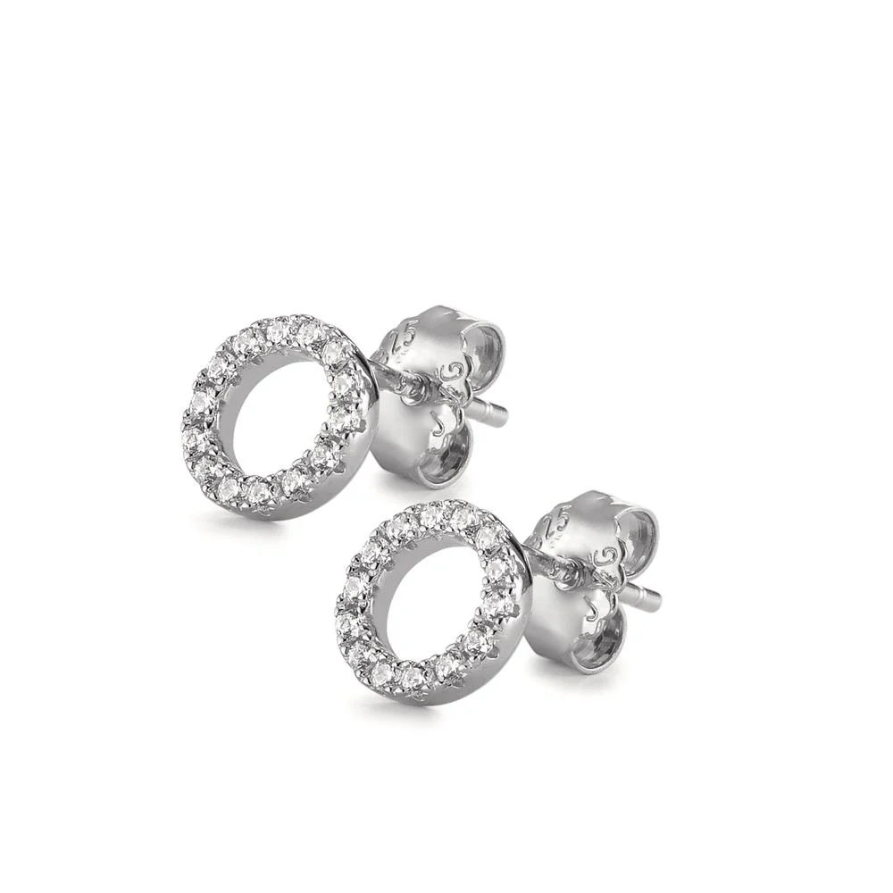 Orecchini a bottone Argento Zirconia rodiato Ø8 mm - Image 2