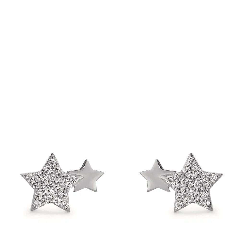 Orecchini a bottone Argento Zirconia rodiato Stella - Image 3