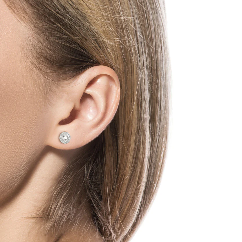 Orecchini a bottone Argento Zirconia rodiato Stella Ø10 mm - Image 2