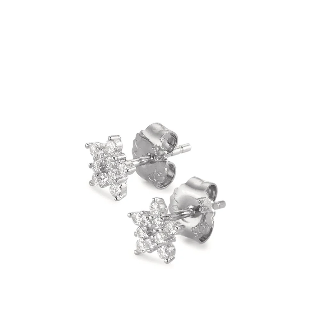 Orecchini a bottone Argento Zirconia rodiato Stella Ø6.5 mm - Image 2