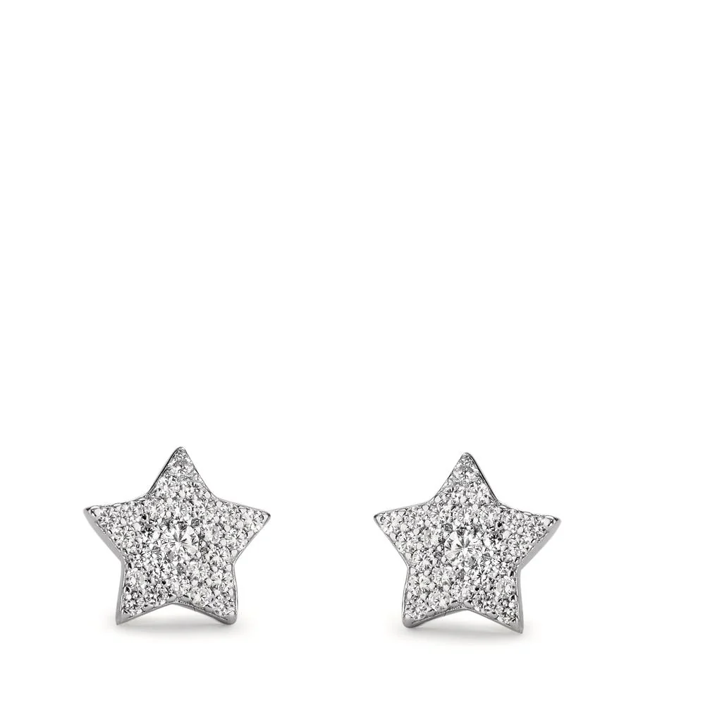 Orecchini a bottone Argento Zirconia rodiato Stella Ø8 mm - Image 2