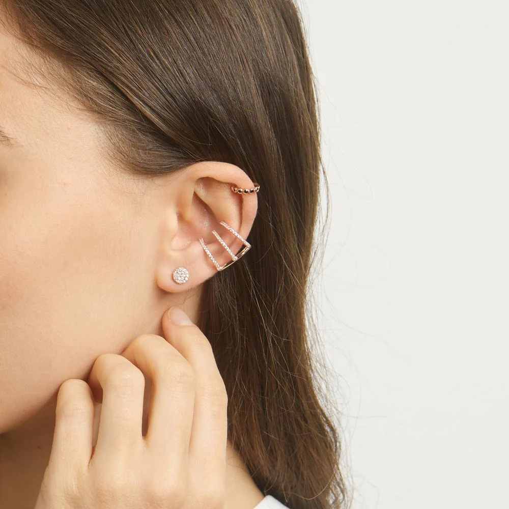 Orecchini a bottone Argento Zirconia rosa dorato Ø6 mm - Image 2