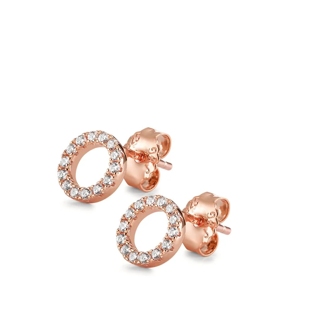 Orecchini a bottone Argento Zirconia rosa dorato Ø8 mm - Image 2