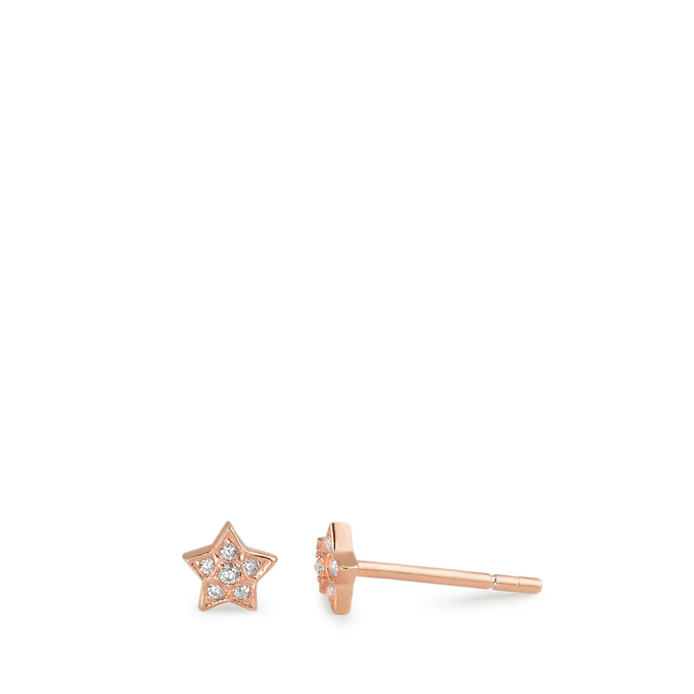 Orecchini a bottone Argento Zirconia rosa dorato Stella Ø5 mm