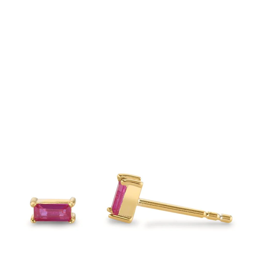 Orecchini a bottone Argento Zirconia rosa giallo dorato