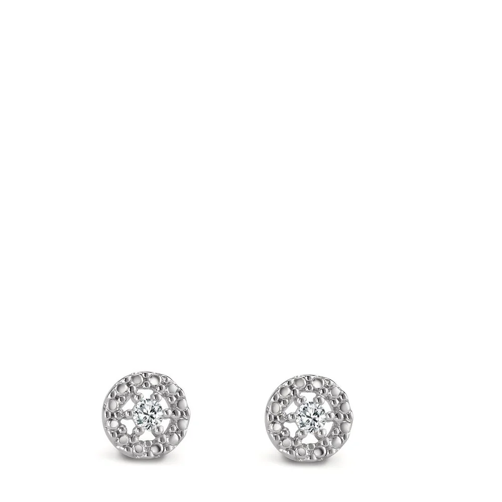Orecchini a bottone Oro bianco 375/9K Zirconia 2 pietra Ø5.5 mm - Image 3