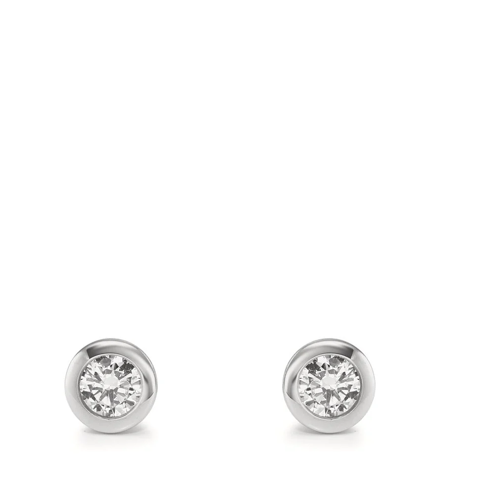 Orecchini a bottone Oro bianco 375/9K Zirconia 2 pietra Ø5 mm - Image 2