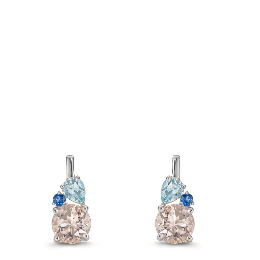 Orecchini a bottone Oro bianco 585/14 kt Morganite 2 pietra, [rund], Acquamarina 2 pietra, [Tropfen], Tanzanite 2 pietra, [rund] - Image 2