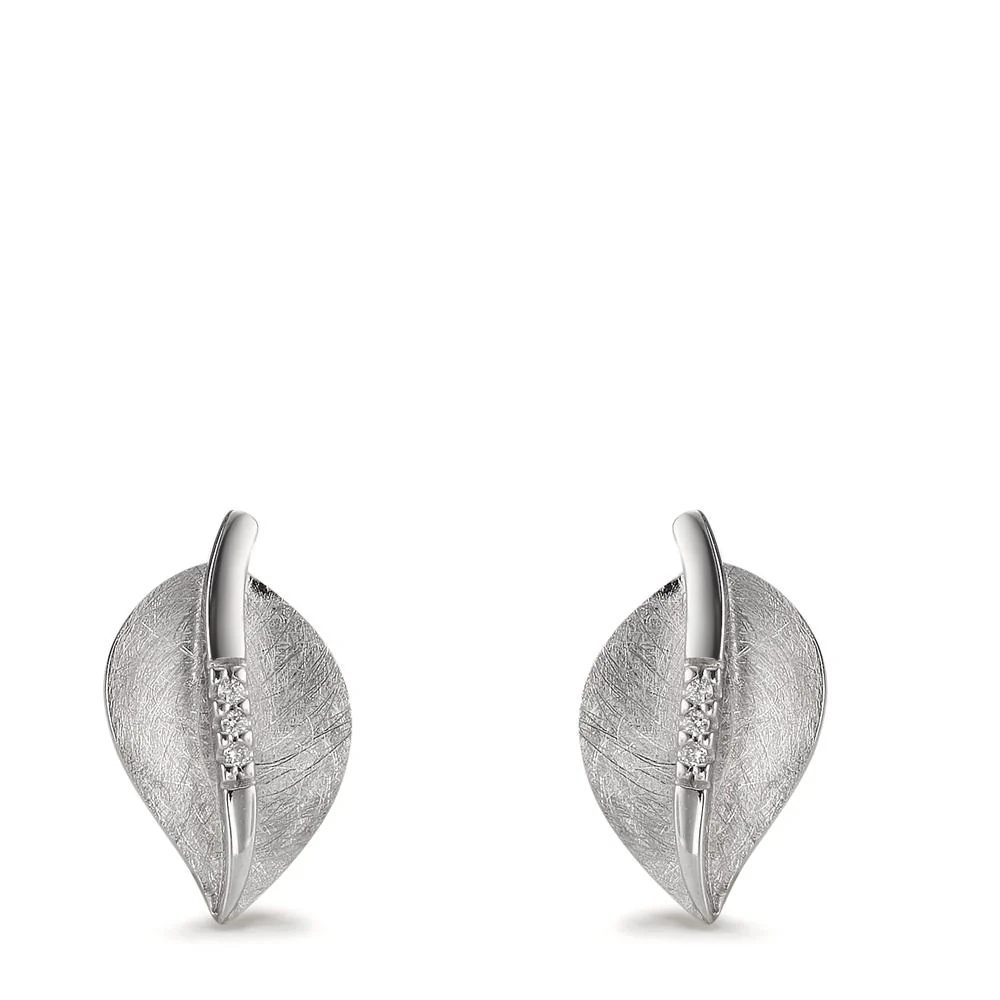 Orecchini a bottone Oro bianco 750/18 carati Diamante 0.02 ct, 6 pietra, w-si Foglio - Image 2