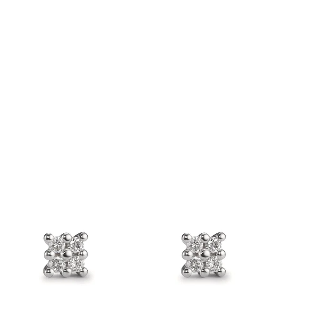 Orecchini a bottone Oro bianco 750/18 carati Diamante 0.06 ct, 8 pietra, w-pi1 Ø3.5 mm - Image 2