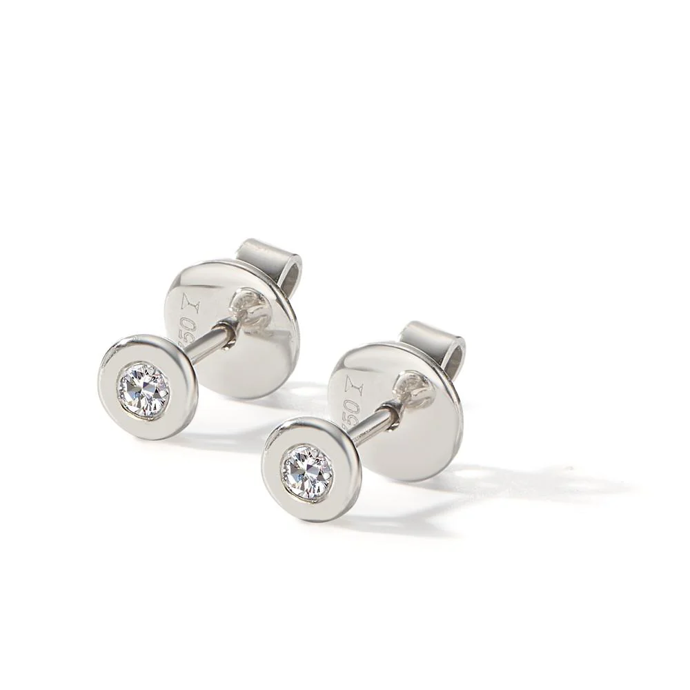 Orecchini a bottone Oro bianco 750/18 carati Diamante 0.08 ct, 2 pietra, w-si Ø4.5 mm - Image 2