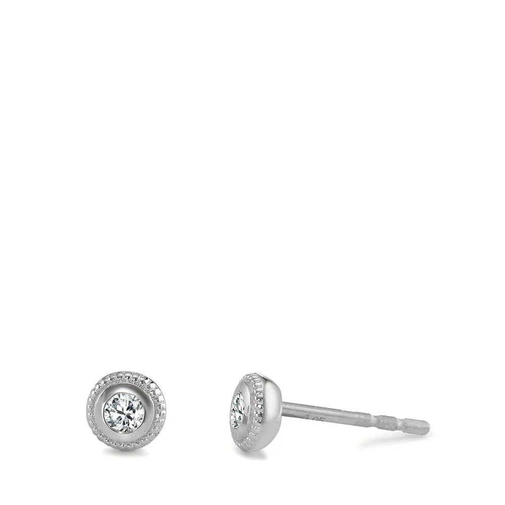 Orecchini a bottone Oro bianco 750/18 carati Diamante 0.10 ct, 2 pietra, [Brillant], w-si Ø4.5 mm
