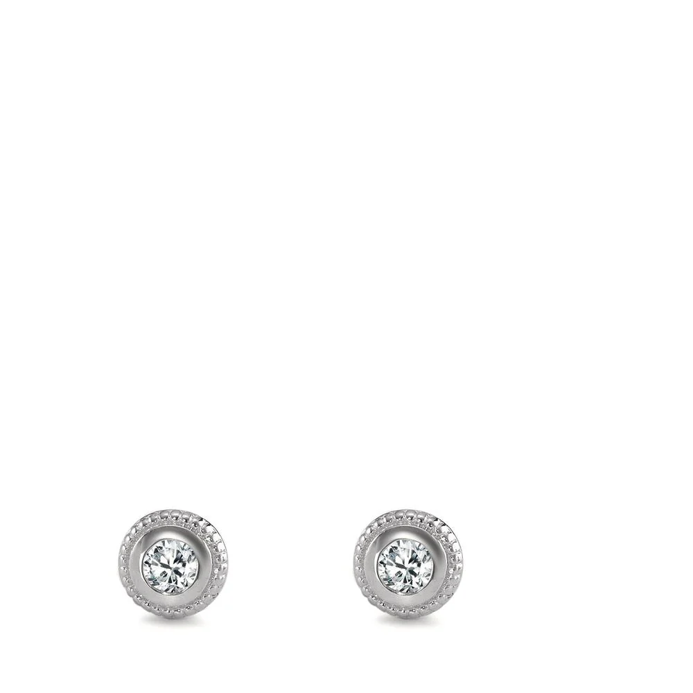 Orecchini a bottone Oro bianco 750/18 carati Diamante 0.10 ct, 2 pietra, [Brillant], w-si Ø4.5 mm - Image 3