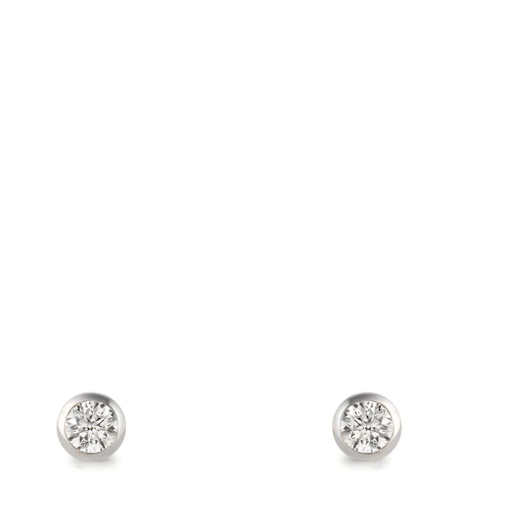Orecchini a bottone Oro bianco 750/18 carati Diamante 0.10 ct, 2 pietra, w-si Ø3 mm - Image 4