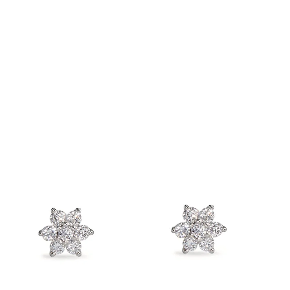 Orecchini a bottone Oro bianco 750/18 carati Diamante 0.14 ct, 14 pietra, w-si Stella Ø4.5 mm - Image 2