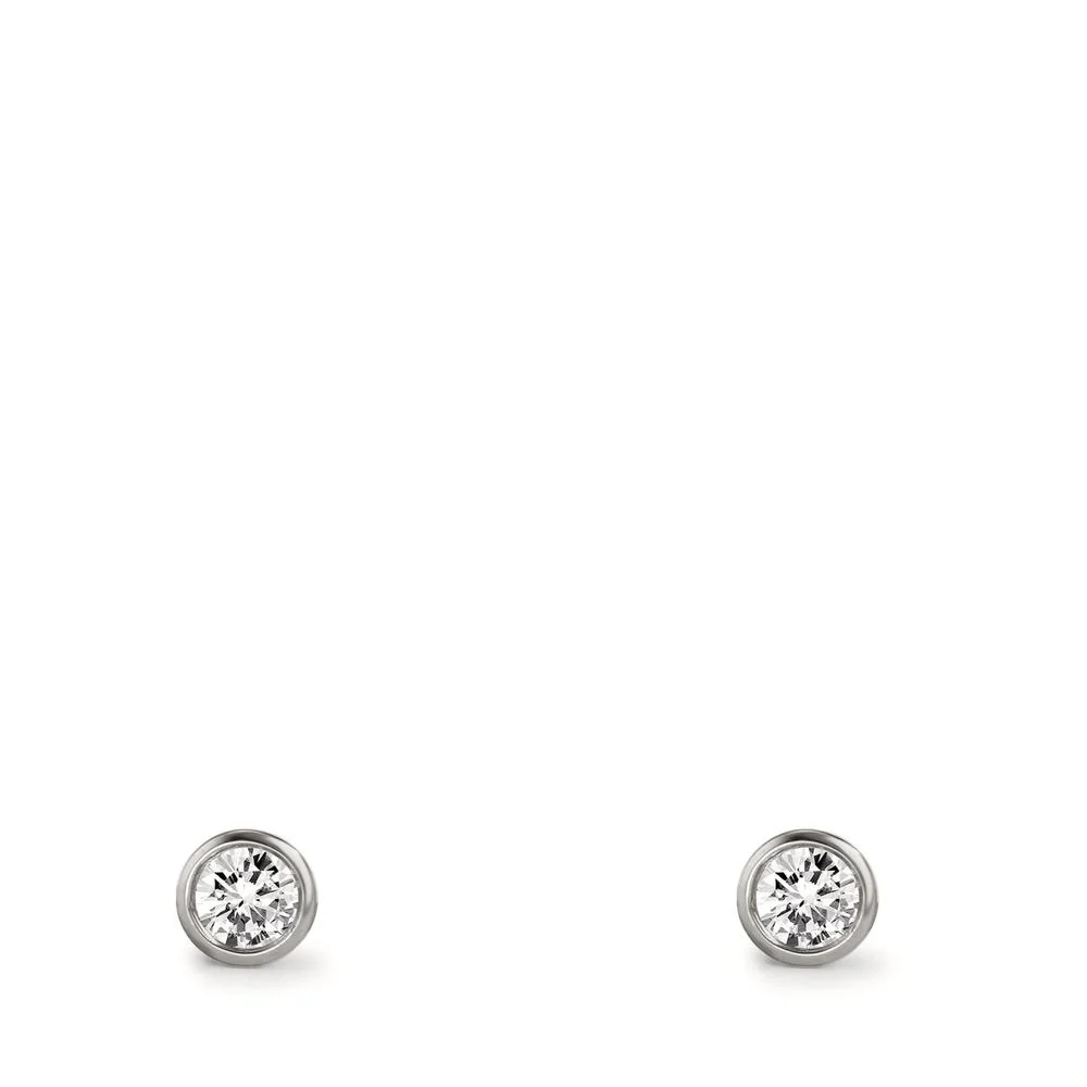 Orecchini a bottone Oro bianco 750/18 carati Diamante 0.15 ct, 2 pietra, w-si Ø3.2 mm - Image 2