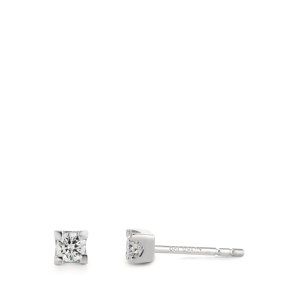 Orecchini a bottone Oro bianco 750/18 carati Diamante 0.18 ct, 2 pietra, w-si Ø3.3 mm