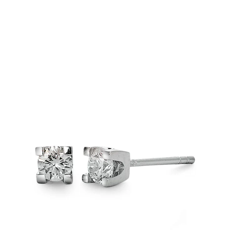 Orecchini a bottone Oro bianco 750/18 carati Diamante 0.20 ct, 2 pietra, w-si Ø3 mm
