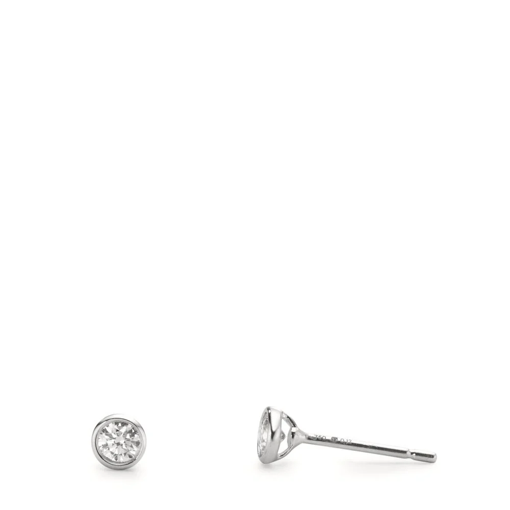 Orecchini a bottone Oro bianco 750/18 carati Diamante 0.24 ct, 2 pietra, w-si Ø4 mm