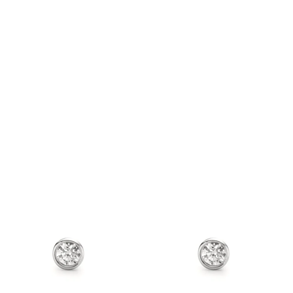 Orecchini a bottone Oro bianco 750/18 carati Diamante 0.24 ct, 2 pietra, w-si Ø4 mm - Image 2