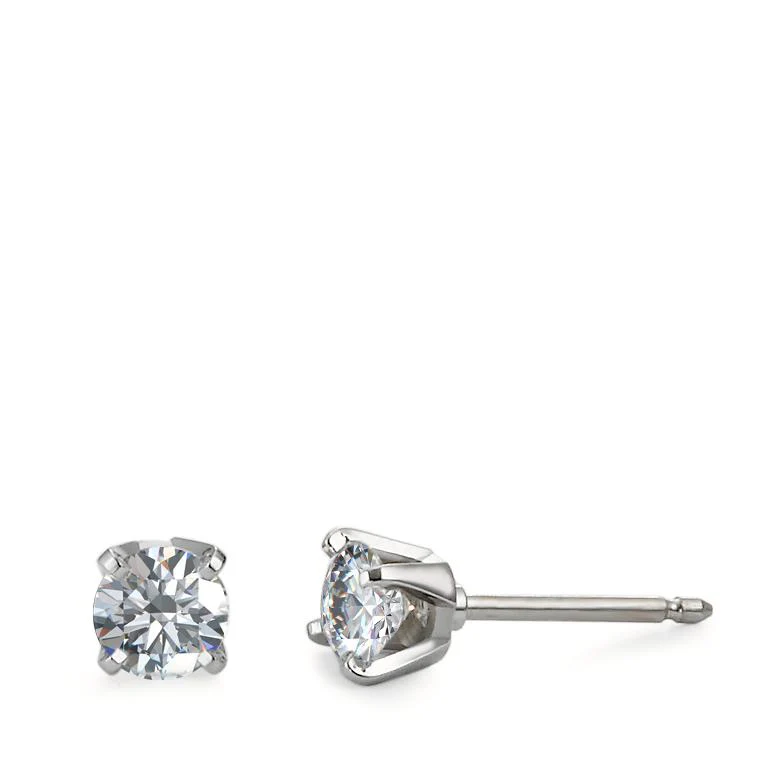Orecchini a bottone Oro bianco 750/18 carati Diamante 0.30 ct, 2 pietra, w-si Ø3.4 mm