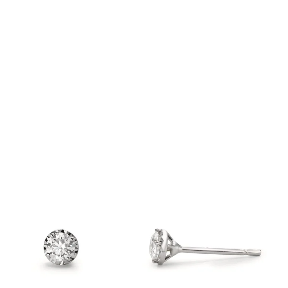 Orecchini a bottone Oro bianco 750/18 carati Diamante 0.36 ct, 2 pietra, w-si Ø4.5 mm