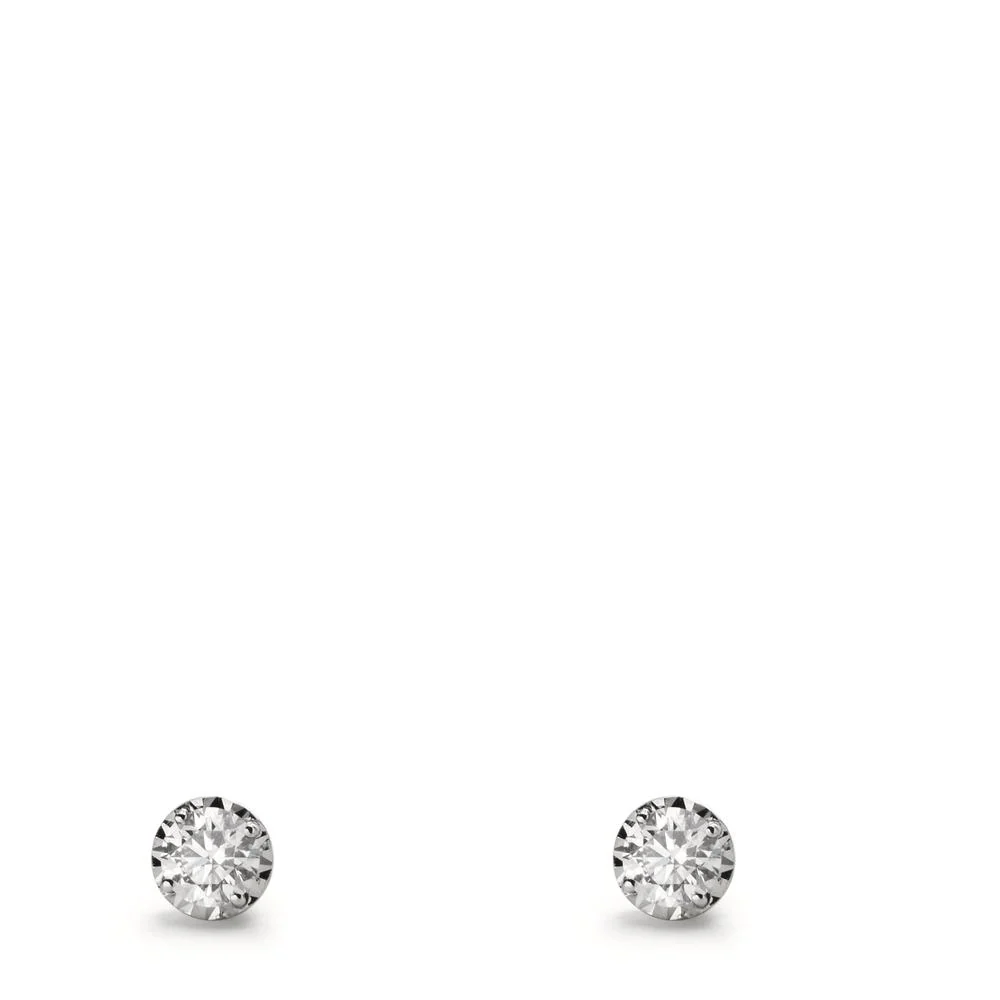 Orecchini a bottone Oro bianco 750/18 carati Diamante 0.36 ct, 2 pietra, w-si Ø4.5 mm - Image 2