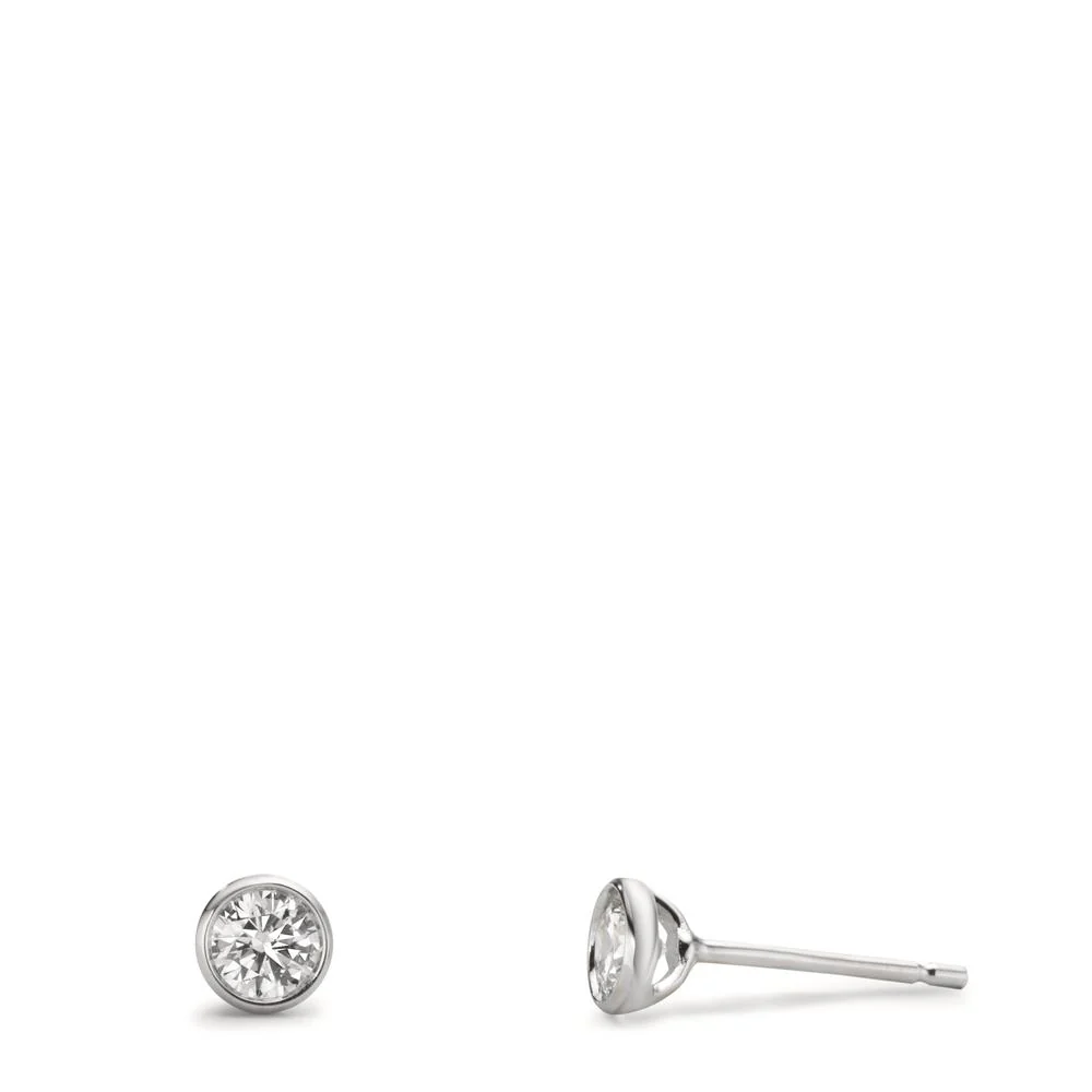 Orecchini a bottone Oro bianco 750/18 carati Diamante 0.40 ct, 2 pietra, w-si Ø4.8 mm