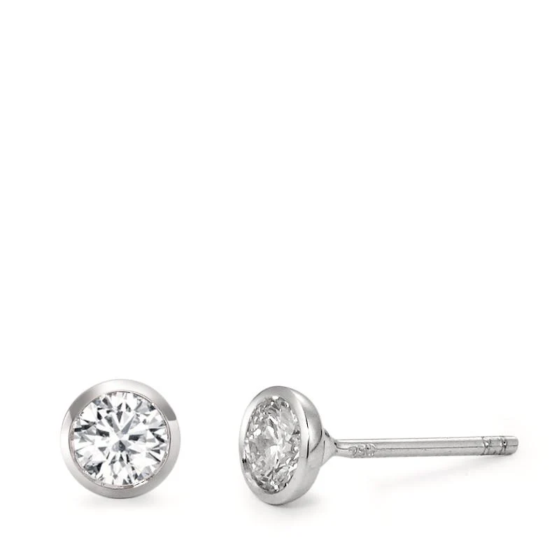 Orecchini a bottone Oro bianco 750/18 carati Diamante 0.50 ct, 2 pietra, w-si Ø5 mm