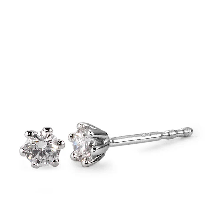 Orecchini a bottone Oro bianco 750/18 carati Diamante bianco, 0.25 ct, 2 pietra, [Brillant], w-si Ø4 mm